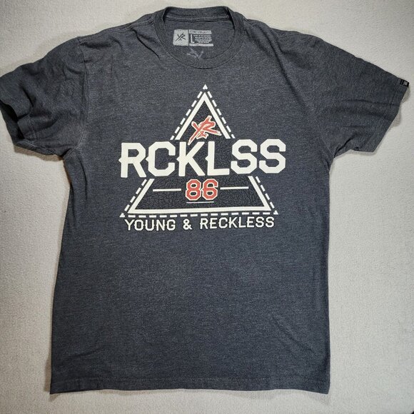 Young &‎ Reckless Y&R Tshirt Large Dark Grey Gray Black Rcklss 86 - Picture 1 of 5